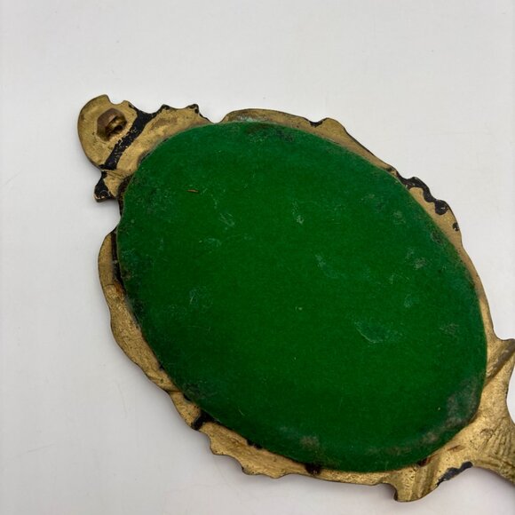 Vintage Brass Oval Hand Held Antique Style Vanity Collectible Mirror - Picture 12 of 16